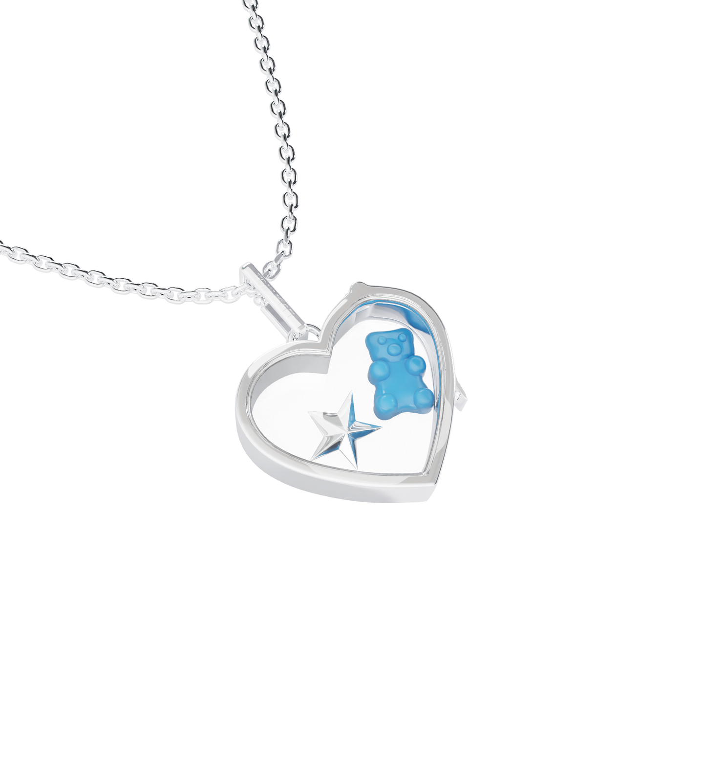 Medium Heart Locket Necklace Silver