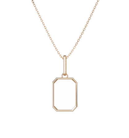 Small Baguette Locket Necklace Rose Gold