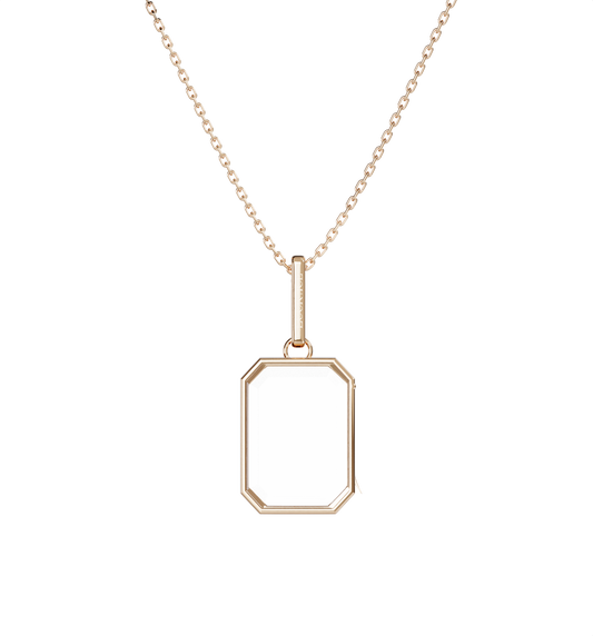 Small Baguette Locket Necklace Rose Gold