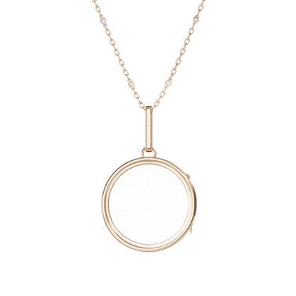 Large Round Locket Necklace Rose Gold