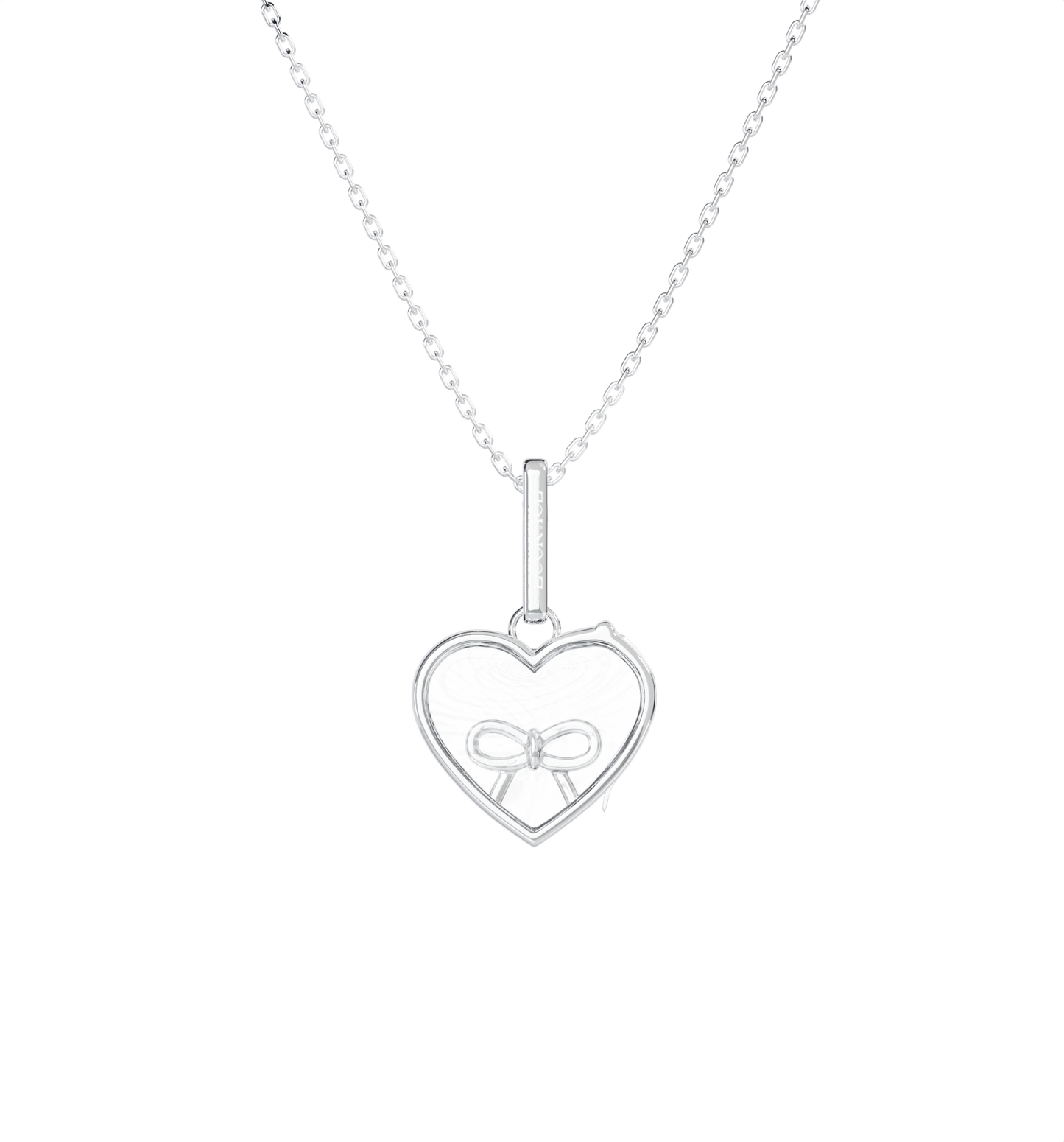 Necklace set | Small Heart Locket Necklace Silver w Bow Charm