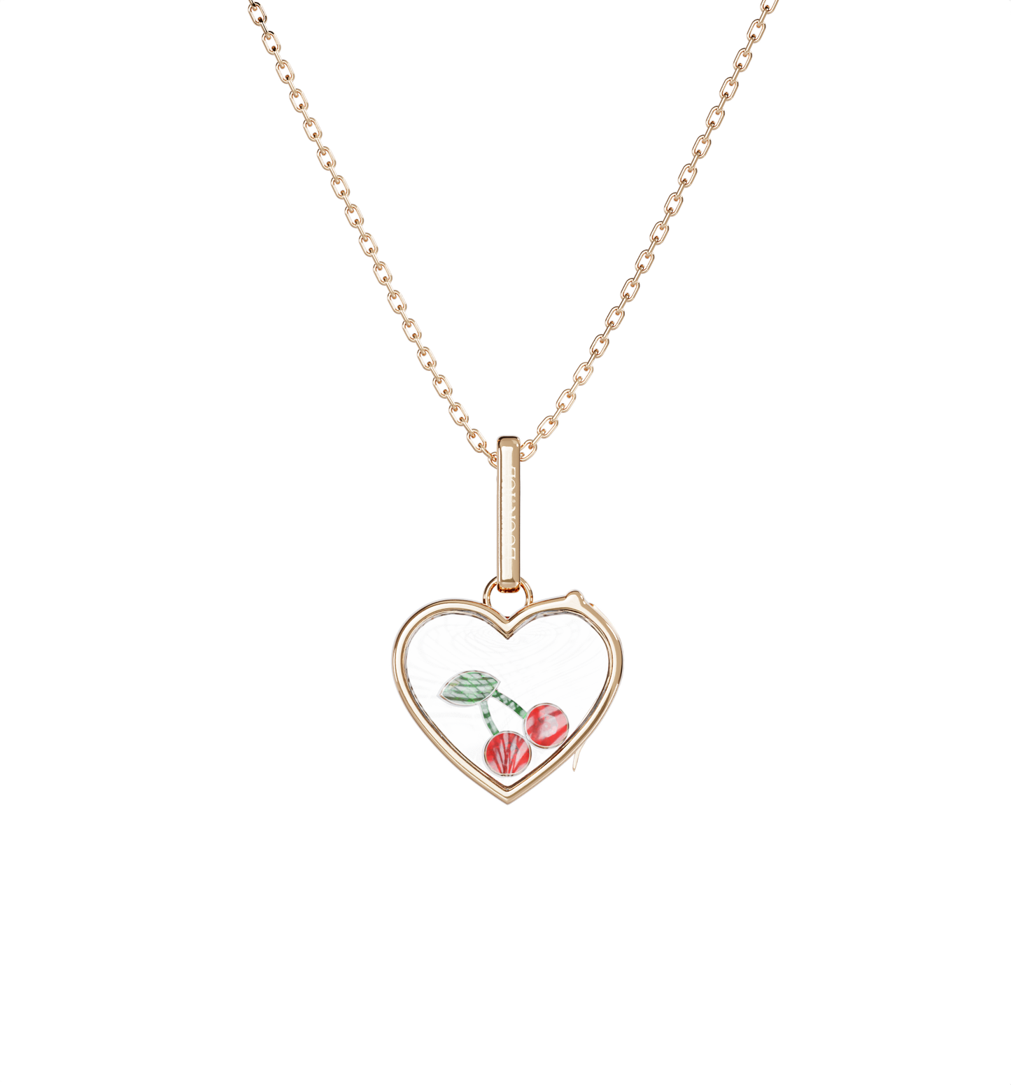 Necklace set | Small Heart Locket Necklace Rose Gold w Cherry Charm