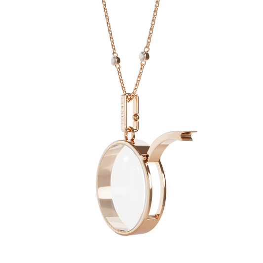 Large Round Locket Necklace Rose Gold