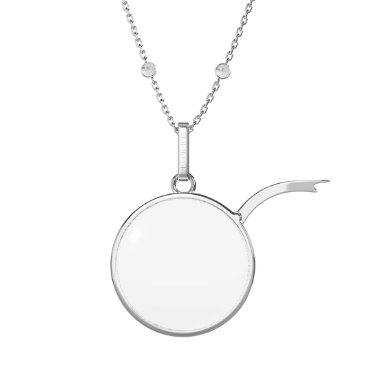 Large Round Locket Necklace Silver