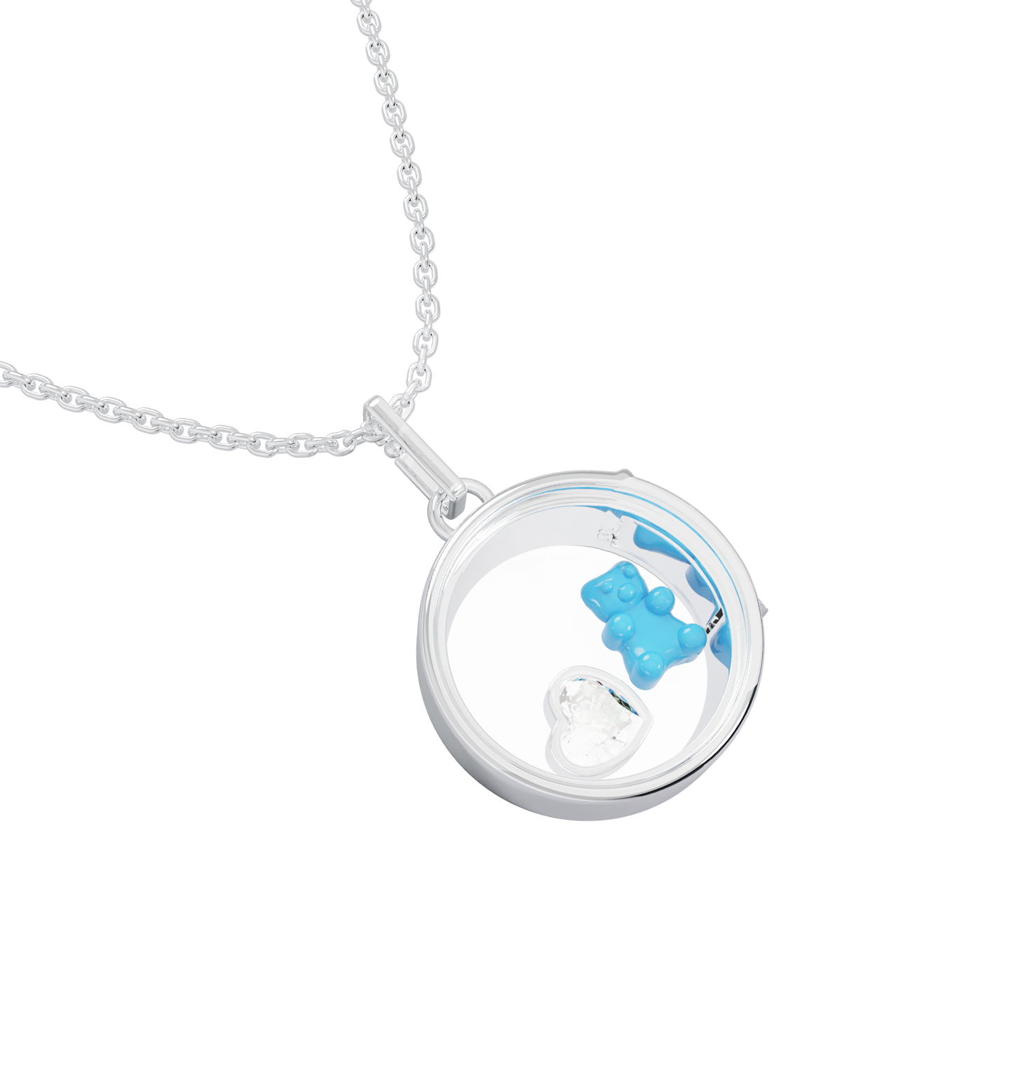 Medium Round Locket Necklace Silver