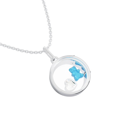 Medium Round Locket Necklace Silver