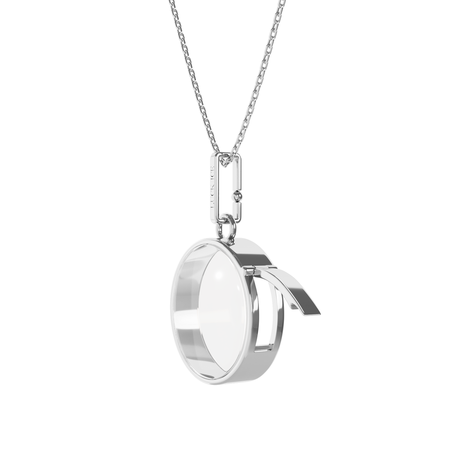 Medium Round Locket Necklace Silver