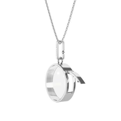 Medium Round Locket Necklace Silver