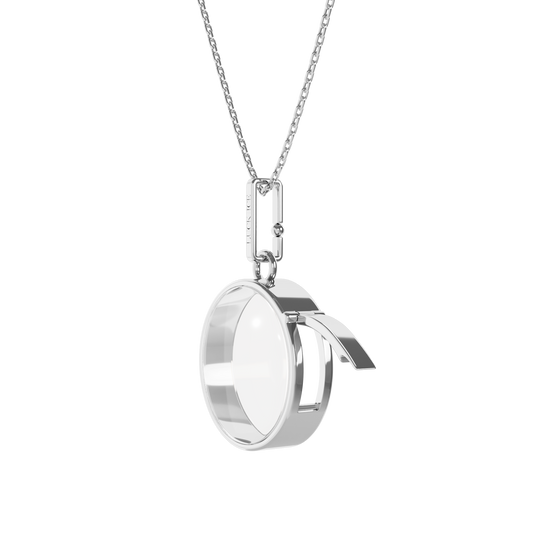 Medium Round Locket Necklace Silver