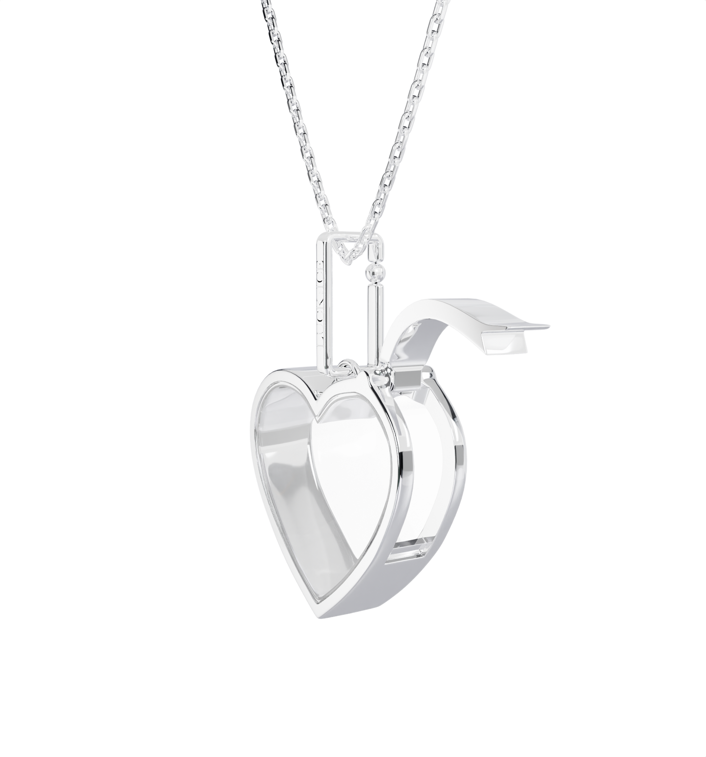 Medium Heart Locket Necklace Silver