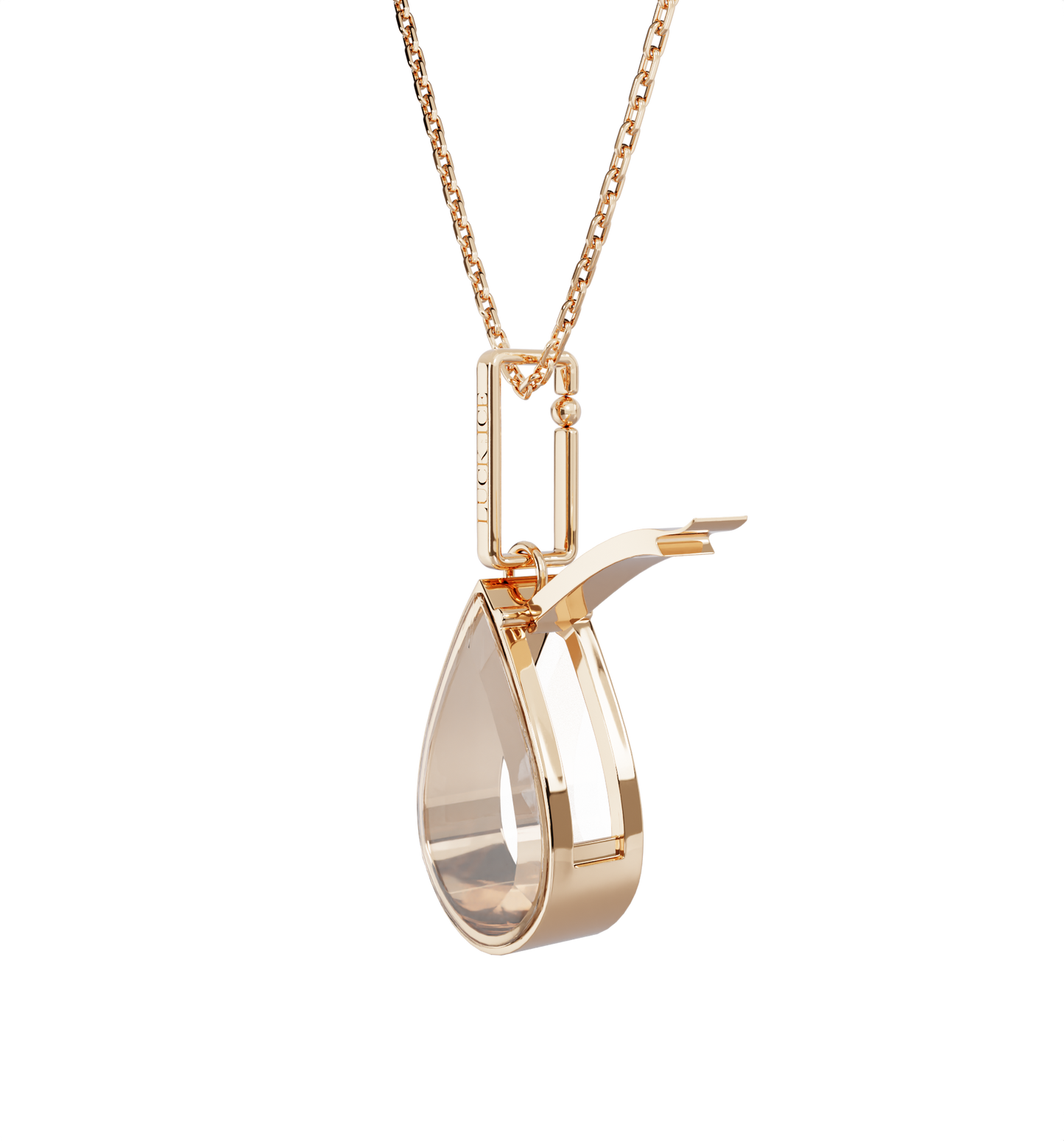 Small Waterdrop Locket Necklace Rose Gold