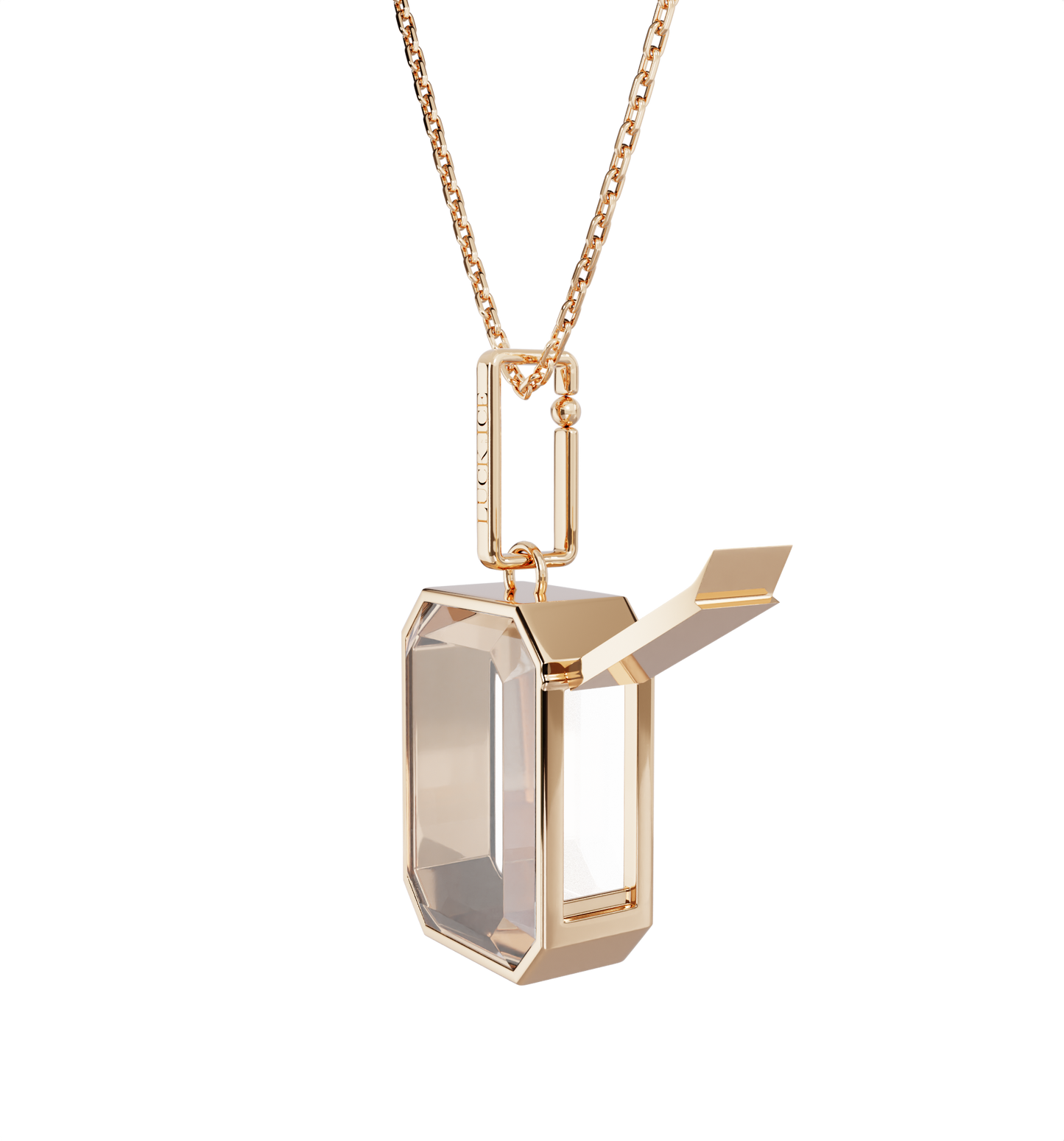 Small Baguette Locket Necklace Rose Gold