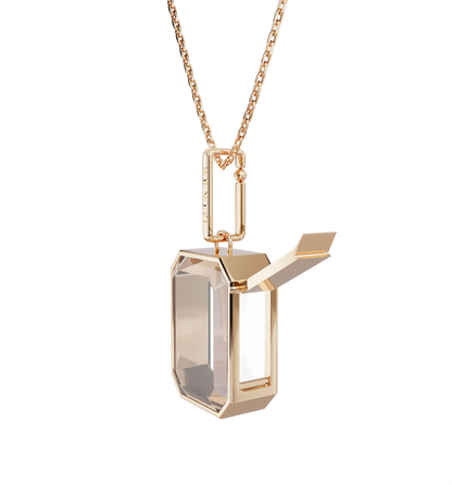 Small Baguette Locket Necklace Rose Gold