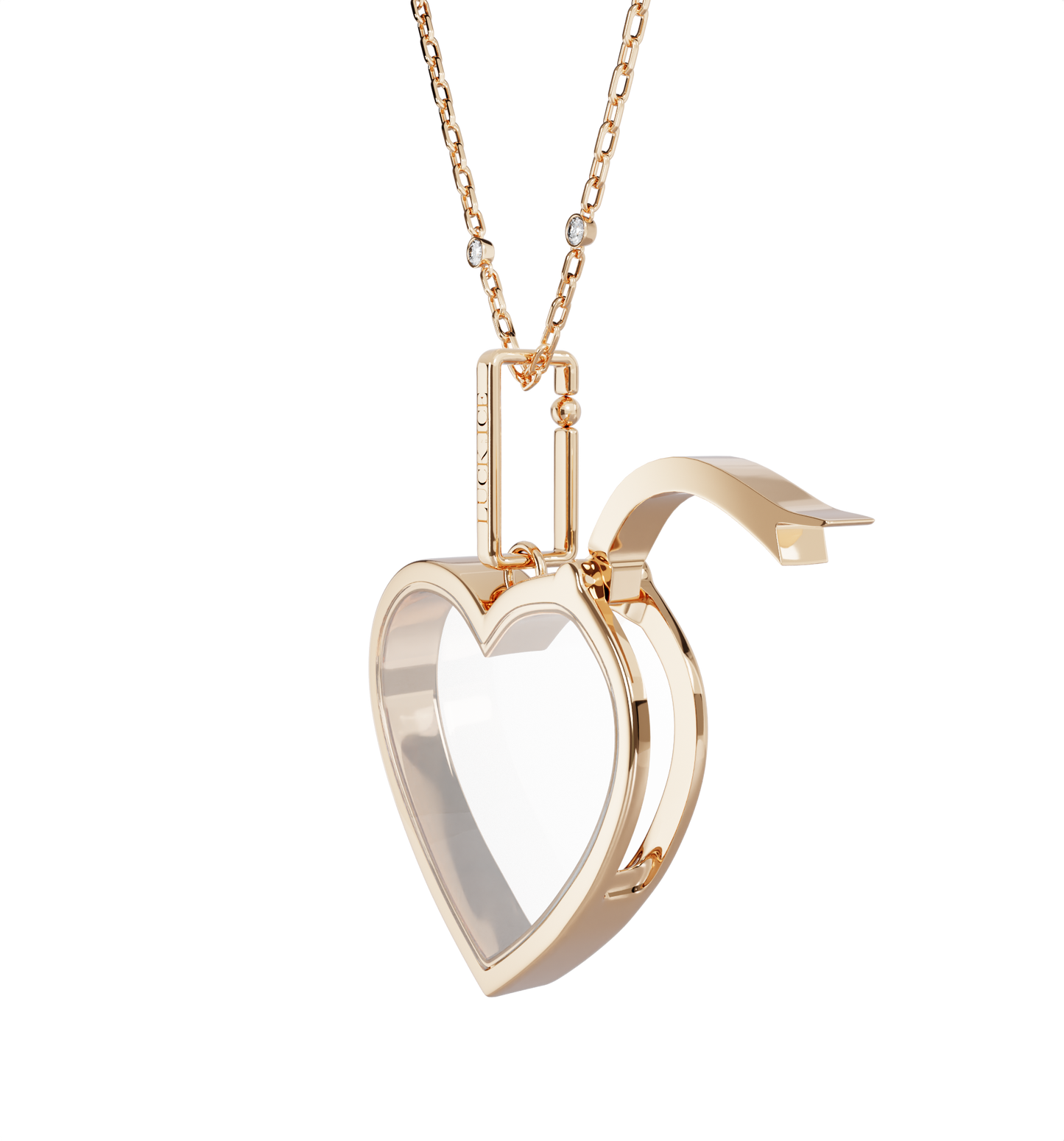 Large Heart Locket Necklace Rose Gold