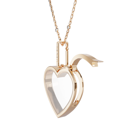 Large Heart Locket Necklace Rose Gold