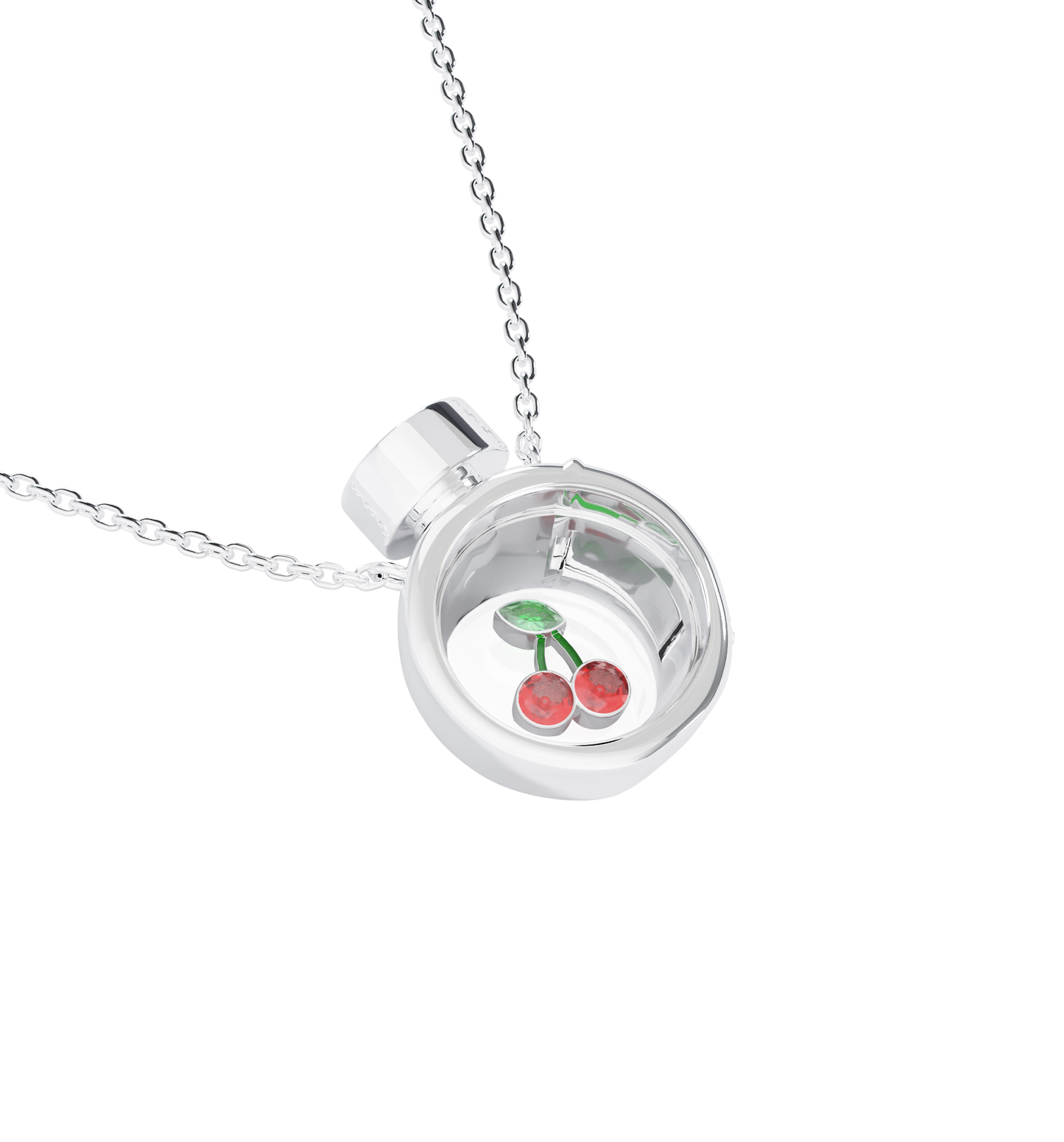 Small Perfume Bottle Locket Necklace Silver