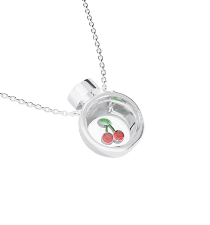 Small Perfume Bottle Locket Necklace Silver