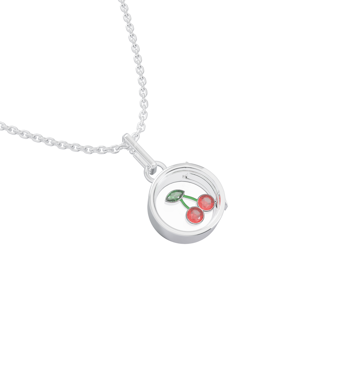 Small Round Locket Necklace Silver