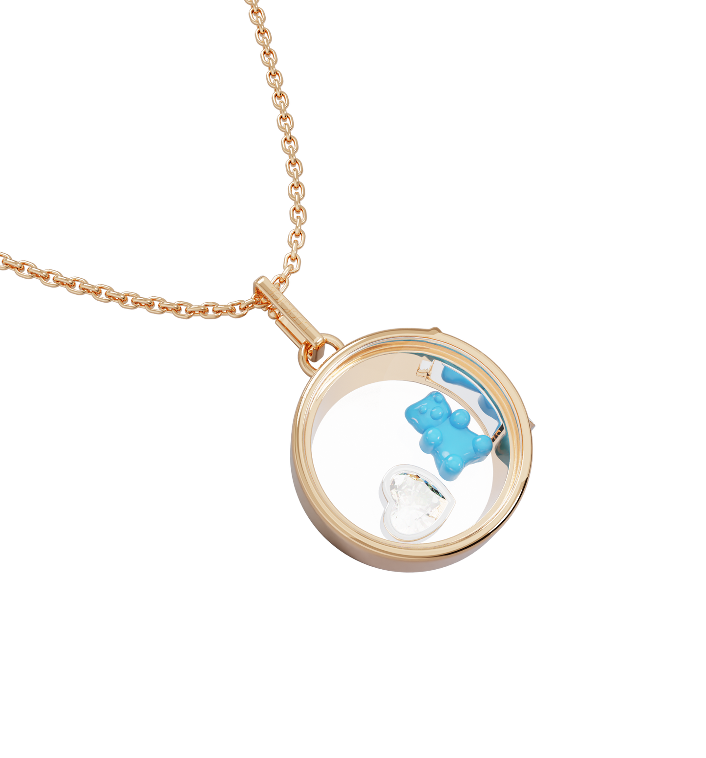 Medium Round Locket Necklace Rose Gold