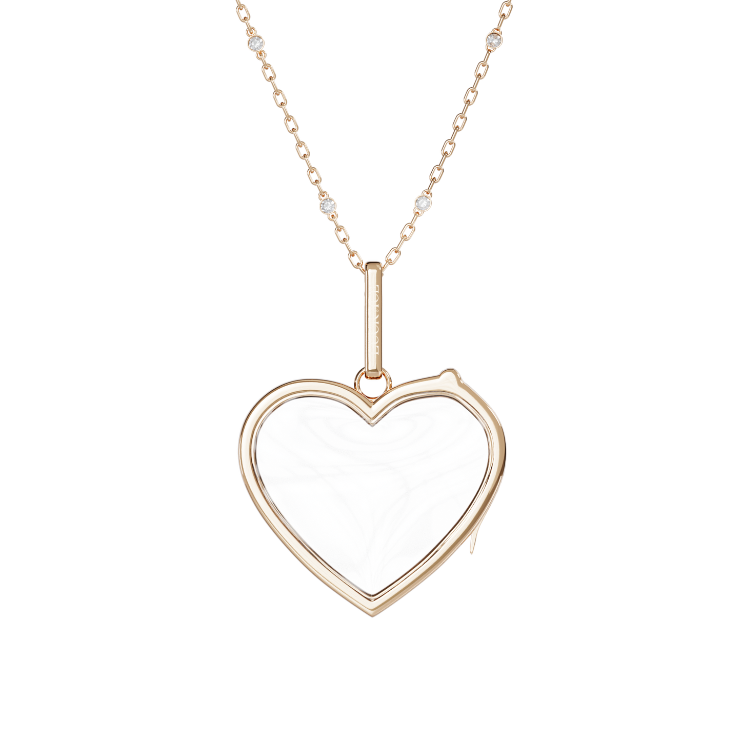 Large Heart Locket Necklace Rose Gold