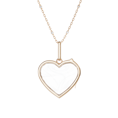 Large Heart Locket Necklace Rose Gold