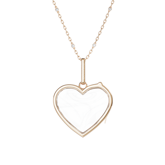 Large Heart Locket Necklace Rose Gold