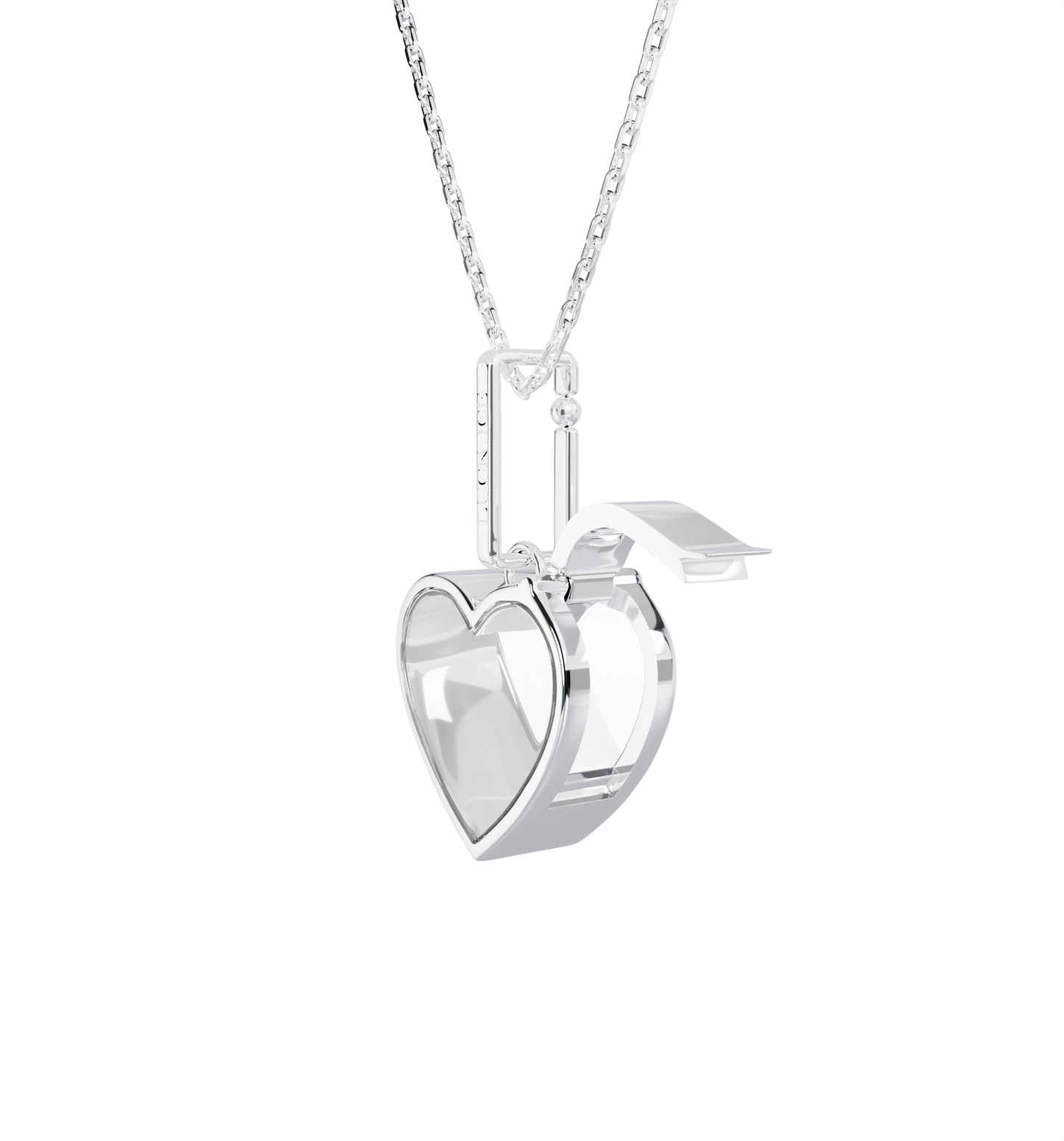 Small Heart Locket Necklace Silver