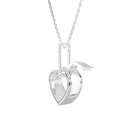 Small Heart Locket Necklace Silver