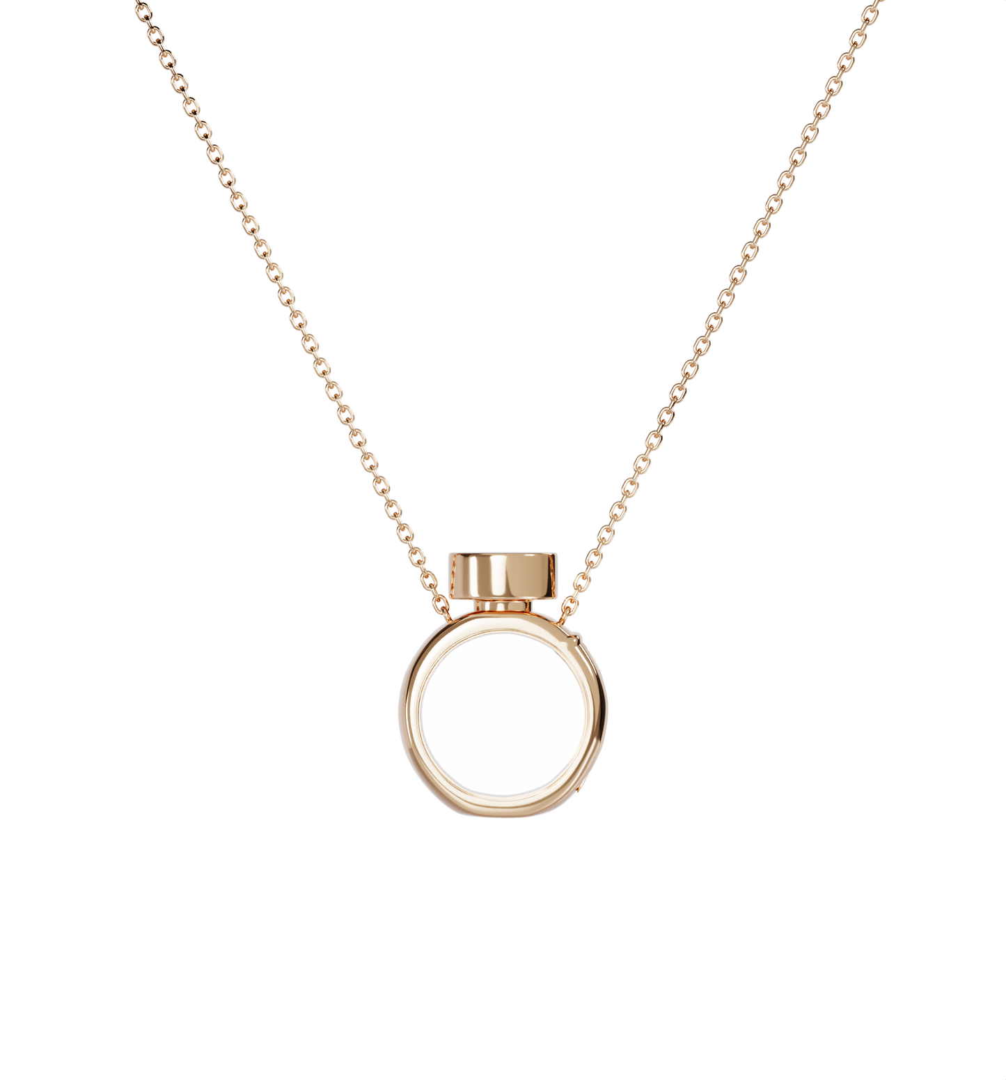 Small Perfume Bottle Locket Necklace Rose Gold