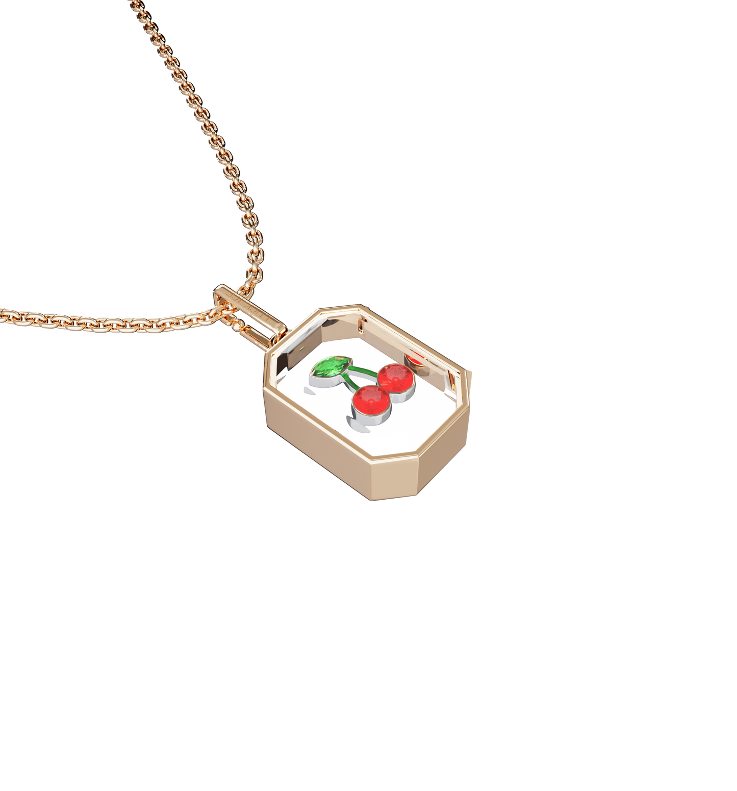 Small Baguette Locket Necklace Rose Gold