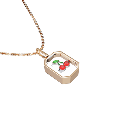 Small Baguette Locket Necklace Rose Gold