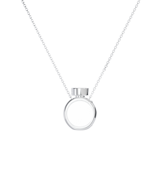 Small Perfume Bottle Locket Necklace Silver