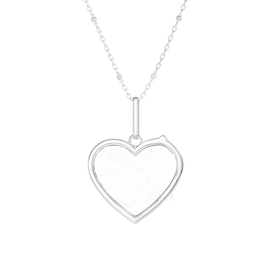 Large Heart Locket Necklace Silver