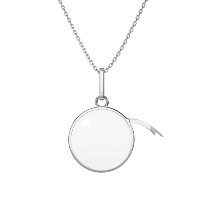 Medium Round Locket Necklace Silver